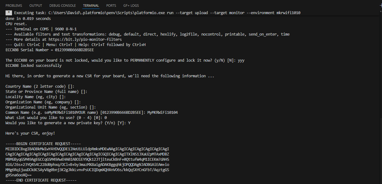 CSR generation script output